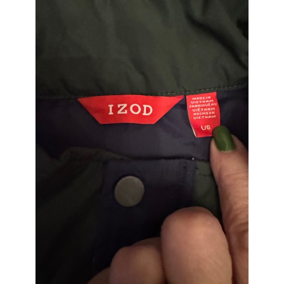 IZOD Men's Puffer Vest ~ Size L ~ Navy Blue & Green ~ EXC - Picture 2 of 4
